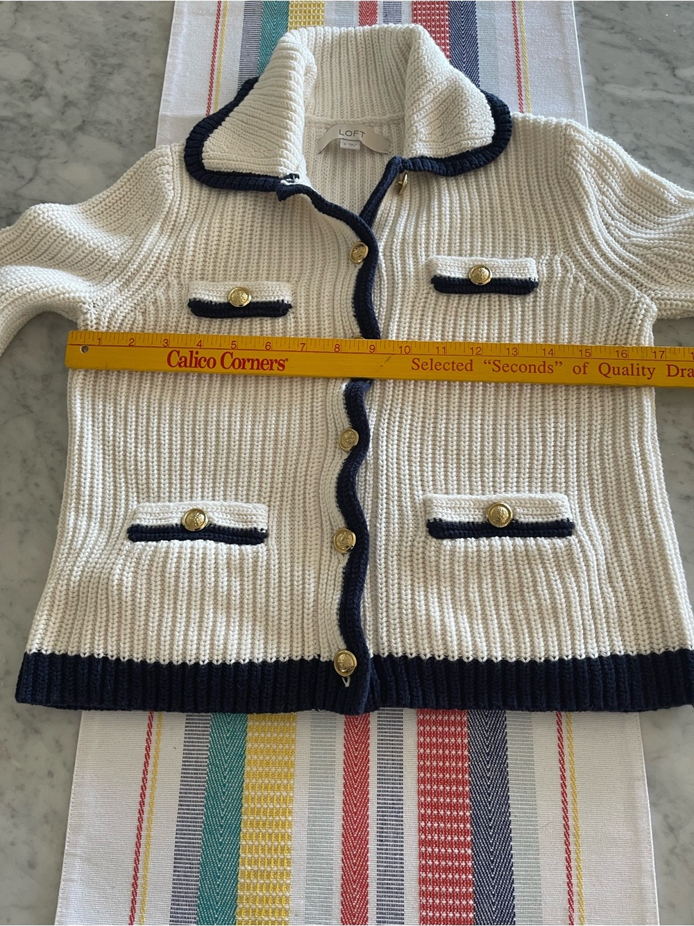 Loft Tipped Ribbed Button Up Sweater
Cardigan White Size Small